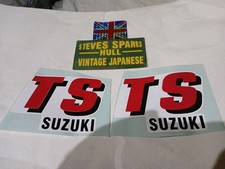 SUZUKI  TS50X TANK DECALS ,(RED/BLACK/WHITE), NOS NLA.