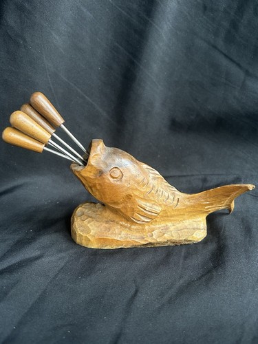 Carved wooden fish cocktail - carved,