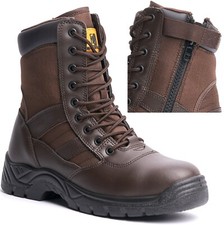 Mens Tactical Side Zip Army Patrol Combat Boots Bates Police Security Leather Sz