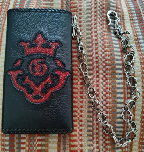 Leather biker wallet with sc - leather,