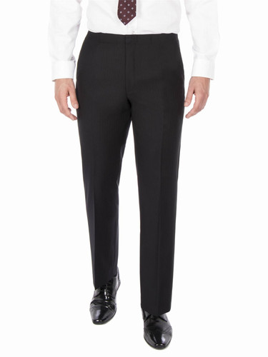 Black wool trouser herringbone - black,