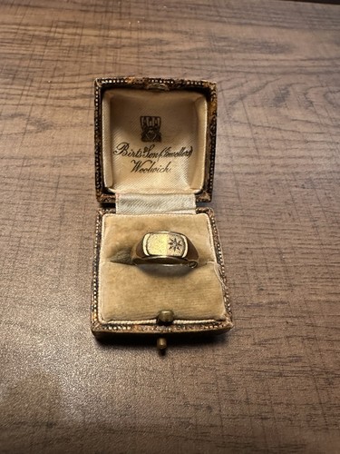 Mens 9ct gold white stone - mens,