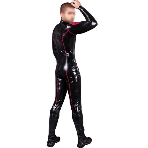 Men latex bodysuit front - bodysuit,