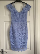 Lipsy Cornflower Blue Lace Bodycon Occasion Dress - size 8 - BNWT - RRP £65