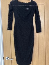 Pink Boutique, Stunning Bardot Style Black Lace Evening/Cocktail Dress Size 8