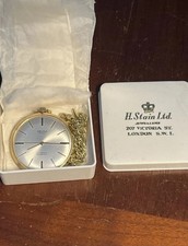 Vintage Oriosa Swiss Gold Plated Pocket Watch 17 Jewels Mint In Box