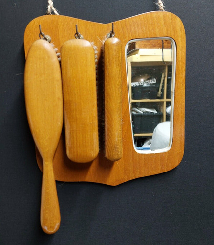 Vintage wooden hall mirror - vintage,