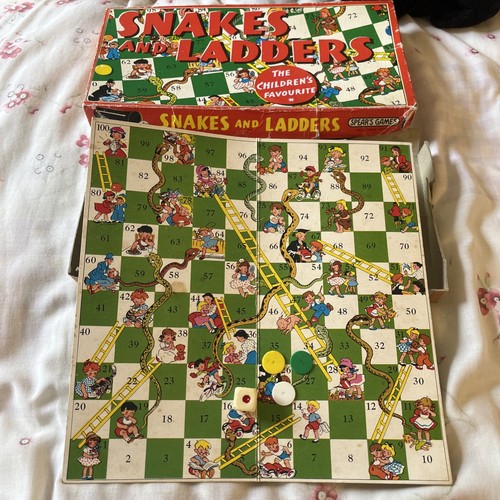 Vintage snakes ladders board - vintage,