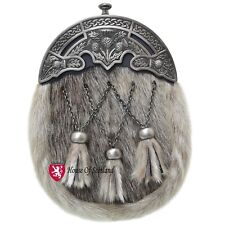 Full-Dress Scottish Kilt Sporran with Celtic Thistle Cantle Antique Chain Belt