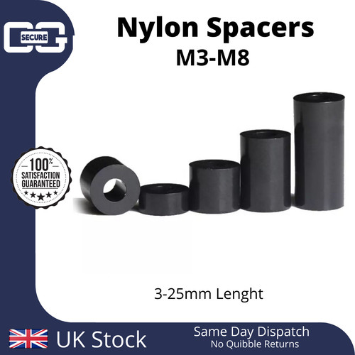 Black nylon standoff - black, plastic