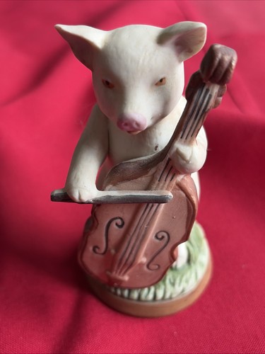 Vintage porcelain pig playing - porcelain,
