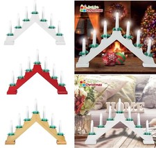 XMAS Christmas Candle Bridge Arch Led Pre Lit Wooden Window Home Decorations