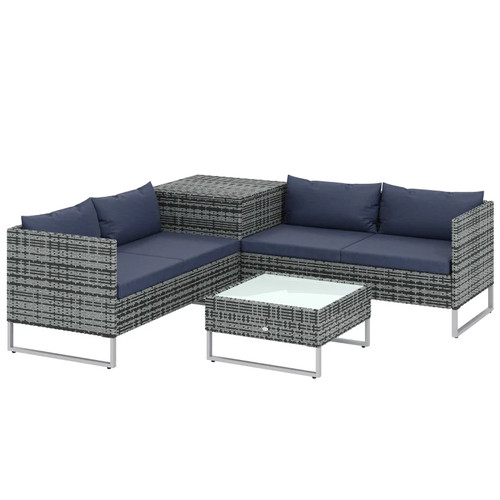 Grey patio rattan - grey, sofa