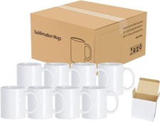 Sublimation Mugs 11oz 36 Blank Plain Small Handle White Coffee Juice Mug + Boxes