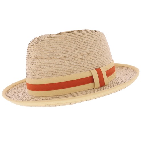 Summer buri straw trilby hat - straw,