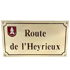 French Enamel Street Road Sign Plaque, Man Cave Plaque, Route de L'Heyrieux