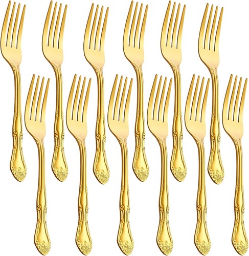 Gold dinner forks set - dinner,