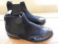 RUSSELL & BROMLEY Black Patent and Lizard Brogue Leather Ankle Boots UK  38.5