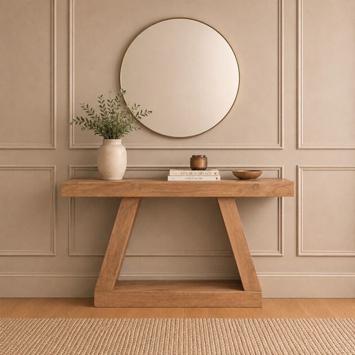 Solid mango wood console - wood,