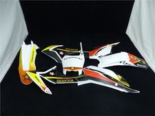Pit Bike Rockstar On White CRF110 Style Plastics Fairings. Single Hole Mudguard