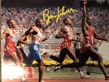 Ben Johnson Canada Autographed Record Breaking 100 Meter 8x10 Photo
