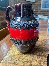 Scheurich 414-16 Fat Lava Vase — Red & Black West German Pottery, MCM