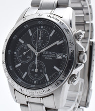 SEIKO 7T92-0DW0 Chronograph Black Dial 38mm Quartz Men's Watch Excellent+5 JAPAN