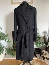 Stunning Zara Manteco Black Wool Belted Wrap Coat Jacket - Size Medium