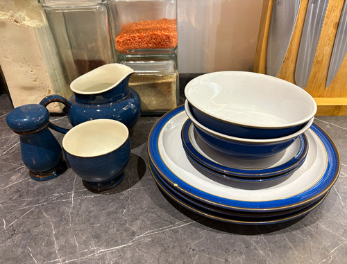 Denby blue white stoneware - denby,