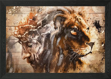 Jesus And Lion Framed Wall Art