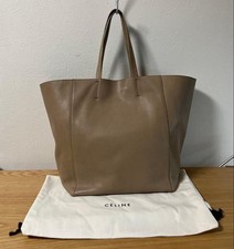 CELINE Cabas Phantom Tote Bag Beige Calfskin Large Leather Handbag USED 1112F