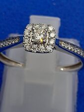 Ernest Jones 9 Carat White Gold 0.25 CT Diamond Cluster Ring Size M.5 1.8g Boxed