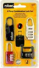 Rolson Padlock 3 Digit Combination Travel Lock Luggage School Locker Gym 4 Piece