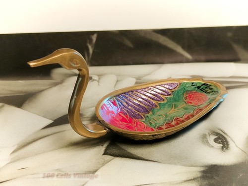 Brass swan ring trinket - swan, dish