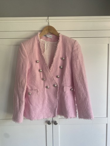 Zara pink textured blazer - pink,