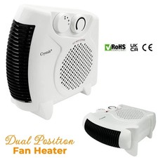 2 in 1 Portable Fan Heater 2000W 2KW Electric Warm Air Hot, 1 Knob Controlled