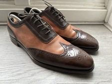 Joseph Cheaney & Sons Pimlico Two Tone Brown Oxford Brogue Shoes - Size UK 9