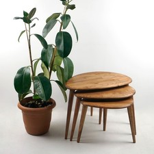 Nesting Coffee Table Set, Ercol Style Chestnut, Side Table,Mid Century Furniture