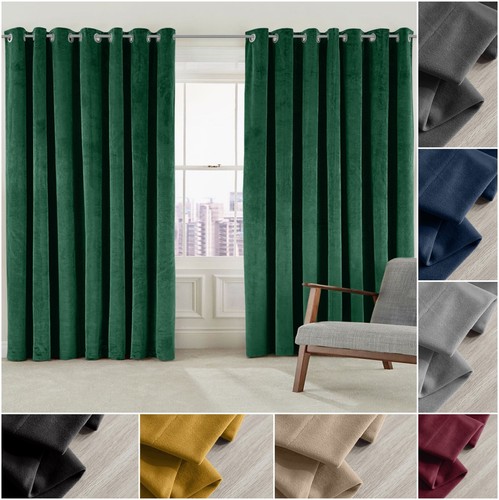 Plain velvet curtains eyelet - plain,