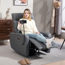 Electric Recliner Armchair with Phone Holder, USB, Reclining Chair, Grey