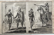 1794 Norman & English Soldiers, Archer & Armoured Horse Historical Print