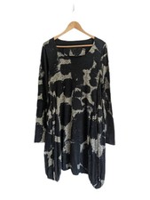 Rundholz Balloon Dress SIZE MEDIUM Lagenlook Black Abstract Print Knee Length