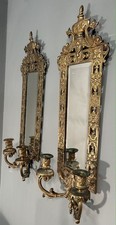 Pair of Antique Brass Mirrored