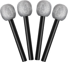 4 Pcs Fake Microphone for Kids Plastic Bling Glitter Microphone Prop Sparkly Pop
