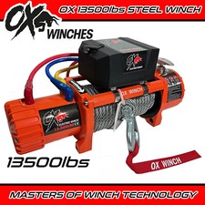 OX ELECTRIC WINCH 13500lb 12v STEEL ROPE ORANGE WIRELESS RECOVERY 4x4 - UK STOCK