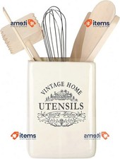 Premier Housewares Cutlery Organiser / Utensils Holder H15 x W11 x D11cm, Cream