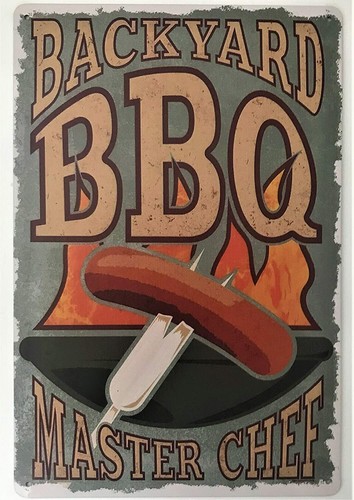 Retro metal wall sign bbq - bbq, tin