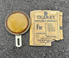 Vintage Glass Tiger-Ey Refleks Signals Glass Reflector w/Box Auto Bus Truck Trac