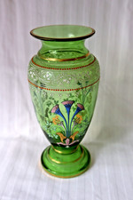Antique Bohemian Art Glass Hyacinth enamel gilt vase 1880-1900