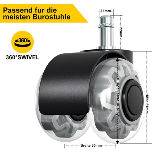 Black replacement castor - black,